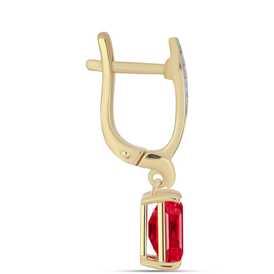 Kolczyki srebrne pozłacane z czerwonym agatem i białym topazem