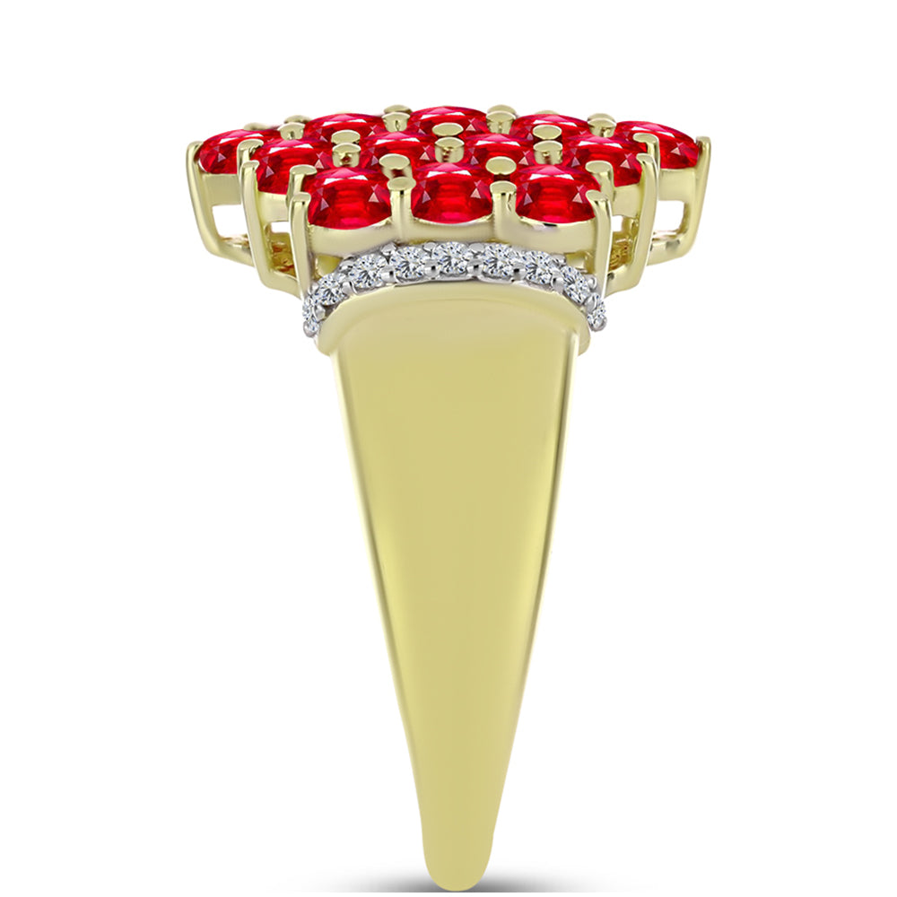 Pierścionek srebrny pozłacany z czerwonym agatem i białym topazem