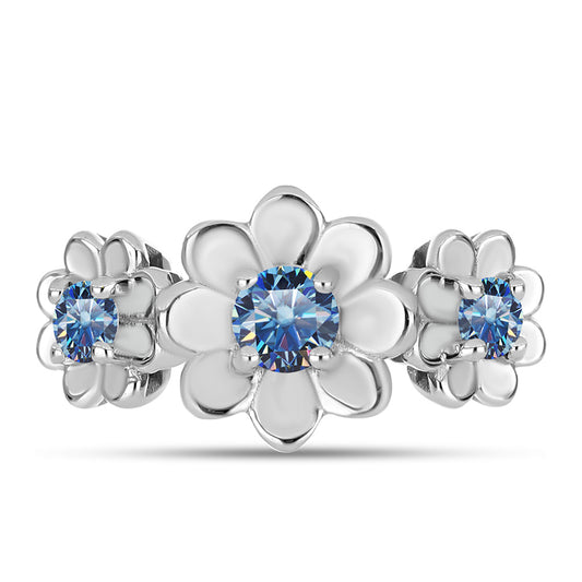 Pierścionek ze srebra próby 925 z moissanitem w kolorze oceanicznym