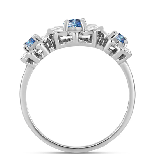 Pierścionek ze srebra próby 925 z moissanitem w kolorze oceanicznym