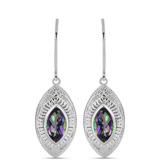 Kolczyki ze srebra próbe 925 z brazylijskim kwarcem zielonym