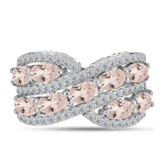 Pierścionek ze srebra próby 925 z morganitem i białym topazem