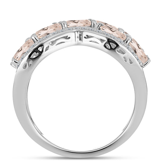 Pierścionek ze srebra próby 925 z morganitem i białym topazem