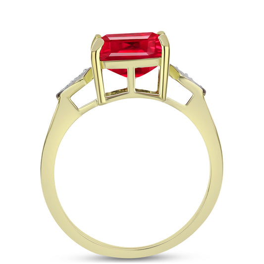 Pierścionek srebrny pozłacany z czerwonym agatem i białym topazem