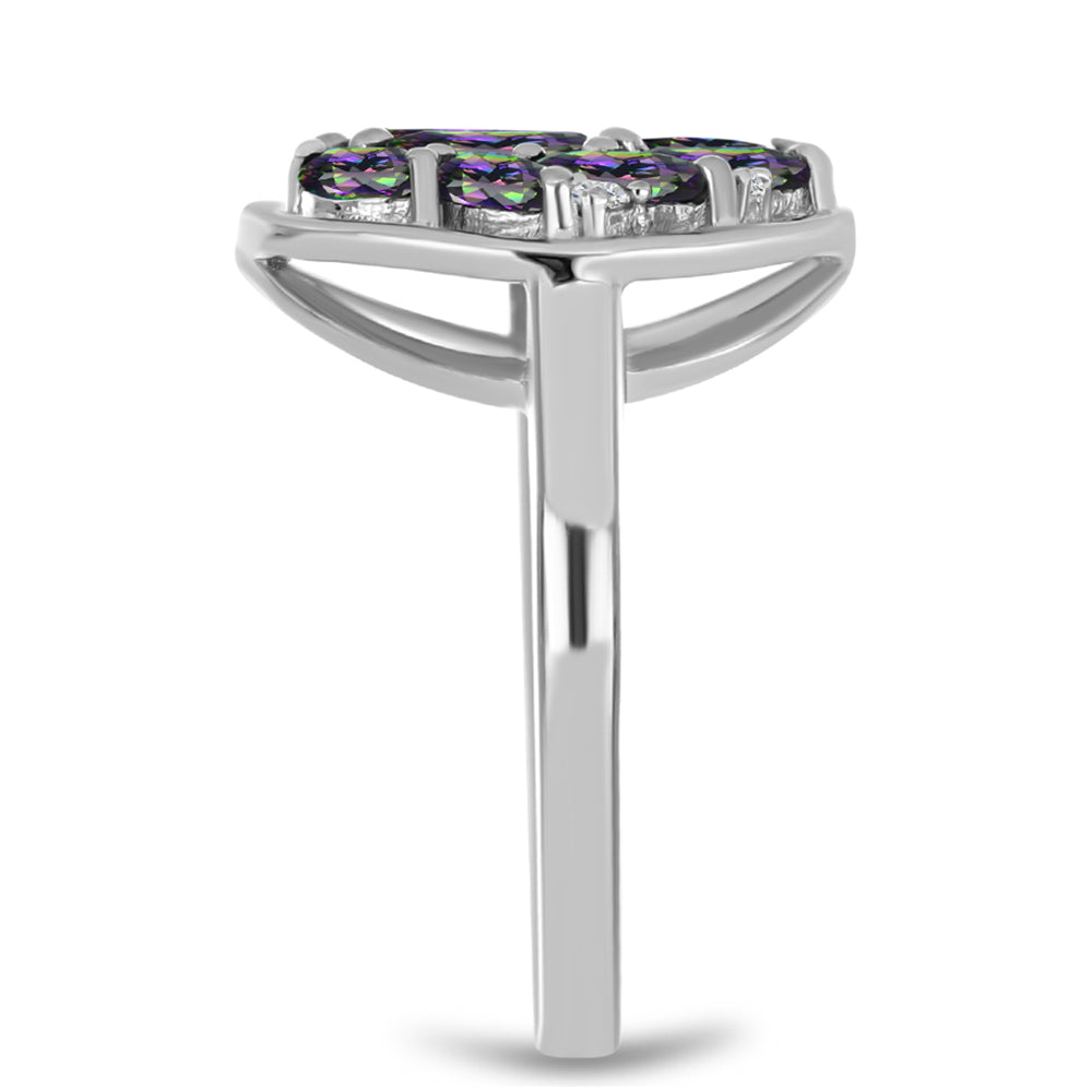 Pierścionek ze srebra próby 925 z brazylijskim kwarcem zielonym i białym topazem