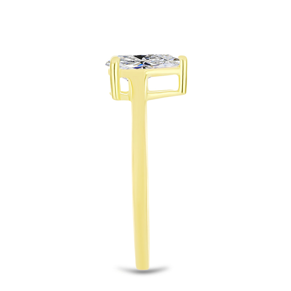 Pierścionek srebrny pozłacany z certyfikowanym diamentem hodowanym w laboratorium