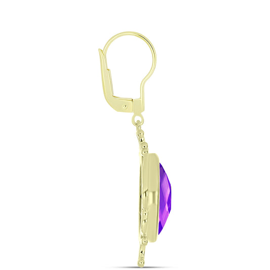 Kolczyki srebrne pozłacane z purpurowym agatem