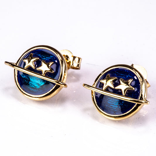 Kolczyki srebrne pozłacane emaliowany