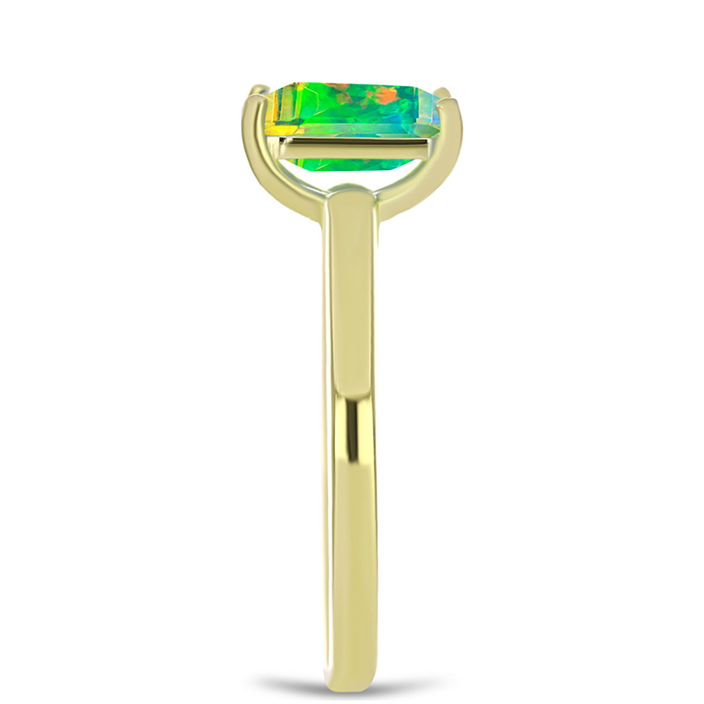Pierścionek srebrny pozłacany z zielonym etiopskim opalem