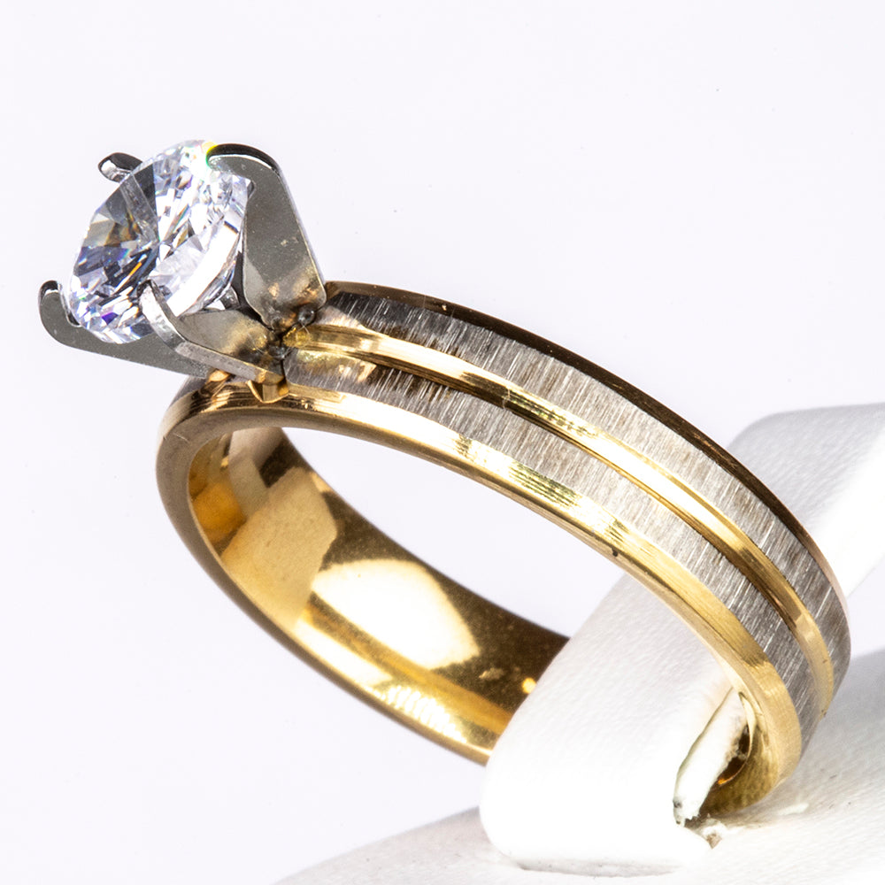 Zestaw pozłacane z białym kryształem emporia® ( Pierścionek )