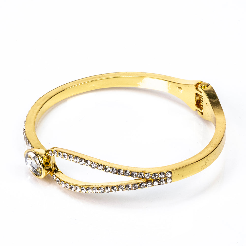 Zestaw pozłacane z białym kryształem emporia® ( Naszyjnik+Kolczyki+Bransoletka+Zawieszka )