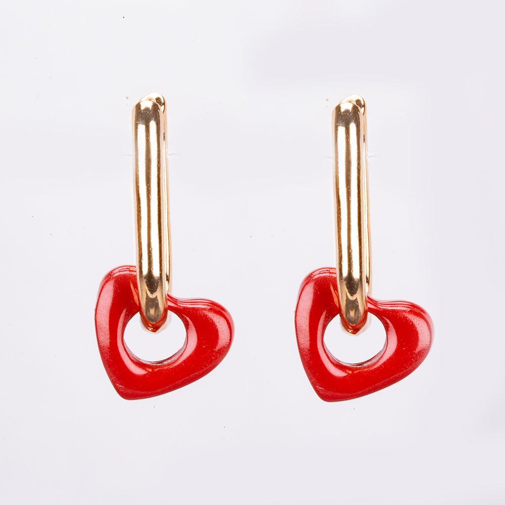 Zestaw pozłacane z czerwonym kryształem emporia® ( Naszyjnik+Kolczyki+Zawieszka )