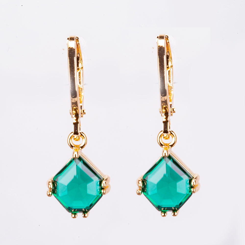 Zestaw pozłacane z zielonym kryształem emporia® ( Naszyjnik+Kolczyki+Zawieszka )