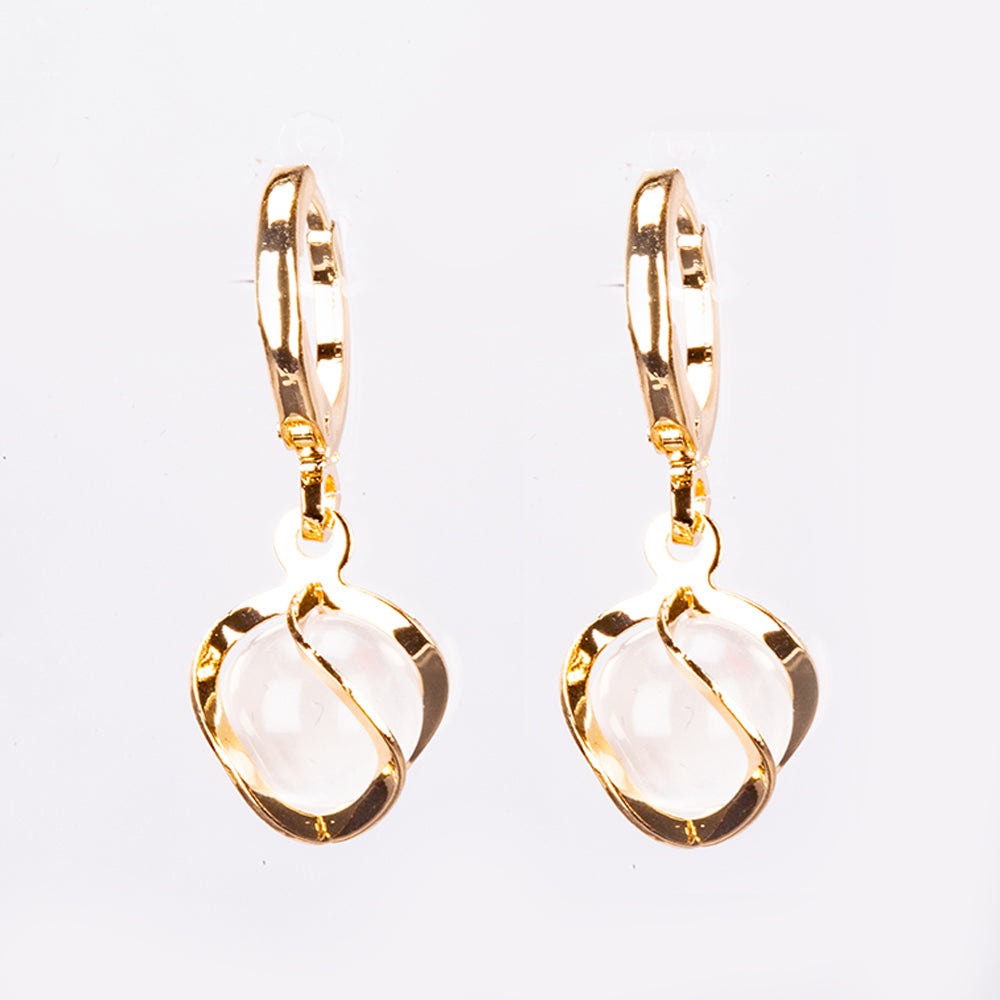 Zestaw pozłacane z białym kryształem emporia® ( Naszyjnik+Kolczyki+Zawieszka )