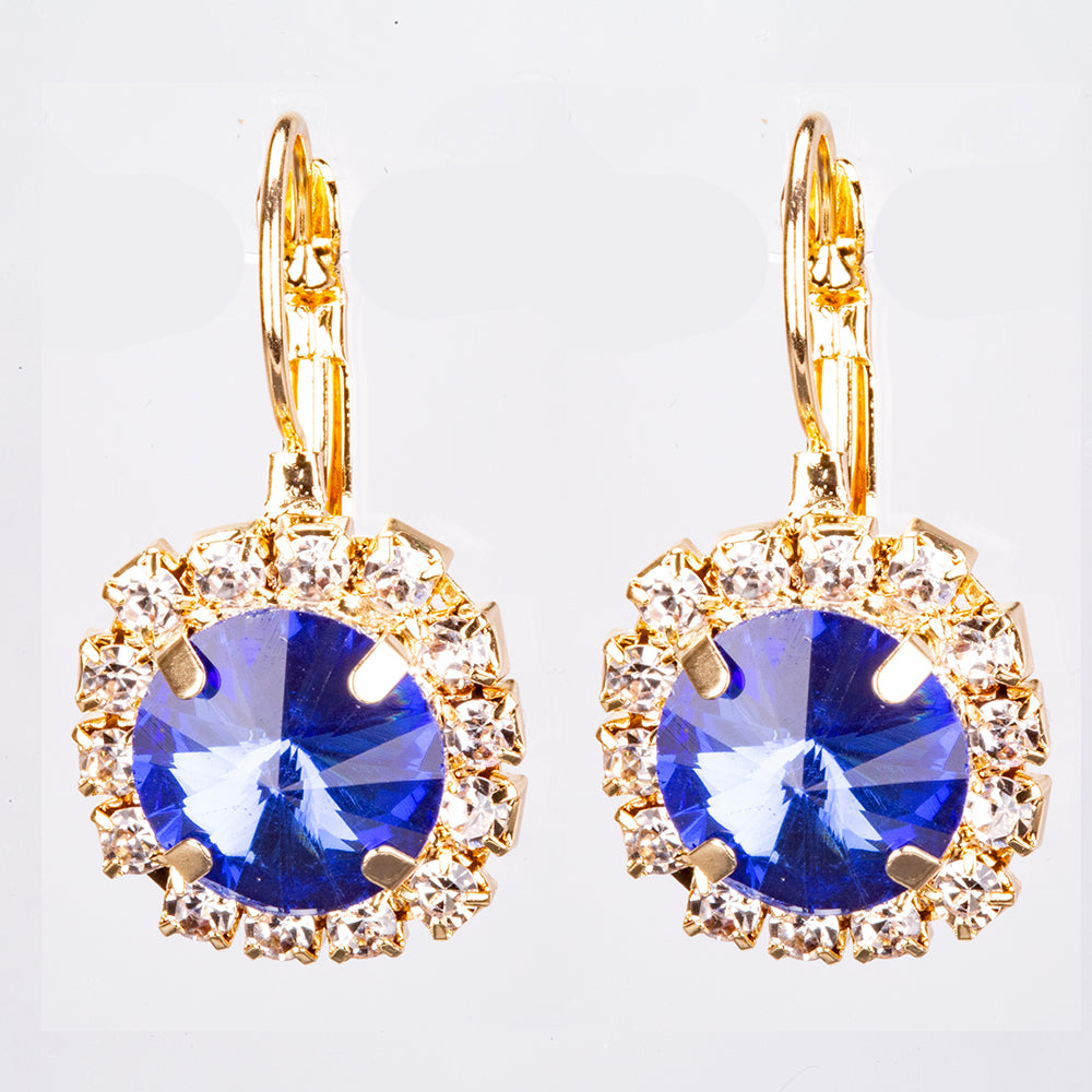 Zestaw pozłacane z niebieskim kryształem emporia® ( Naszyjnik+Kolczyki+Zawieszka )