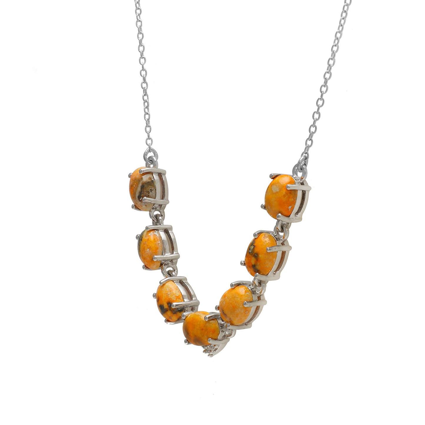 Naszyjnik ze srebra próby 925 z jaspisem i naturalnym cyrkonem