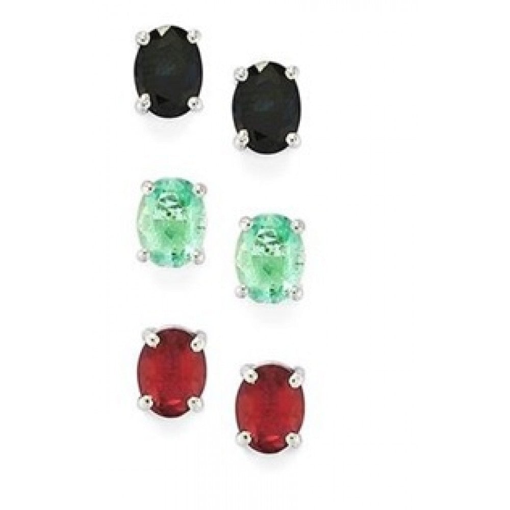 Zestaw srebrne pozłacane z niebieskim szafirem i malgaskim rubinem