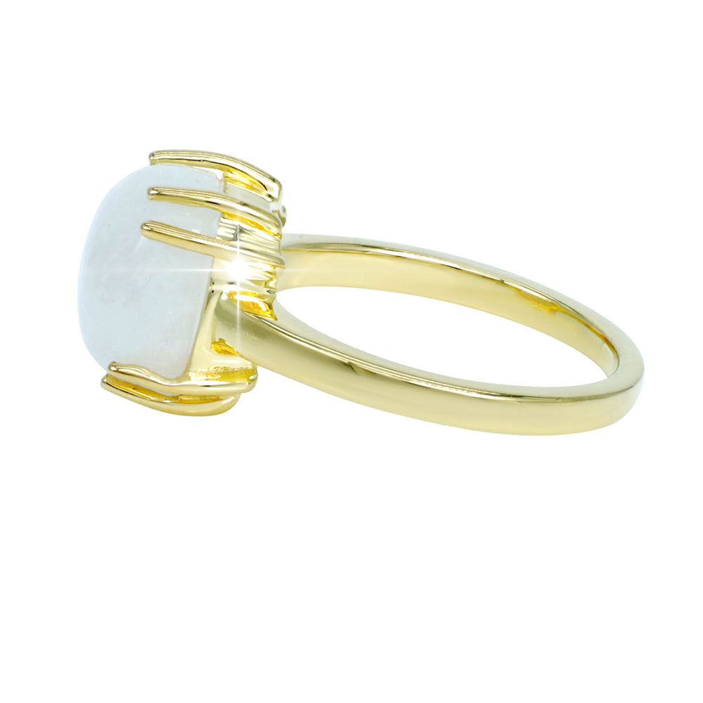 Pierścionek srebrny pozłacany z tęczowym kamieniem księżycowym