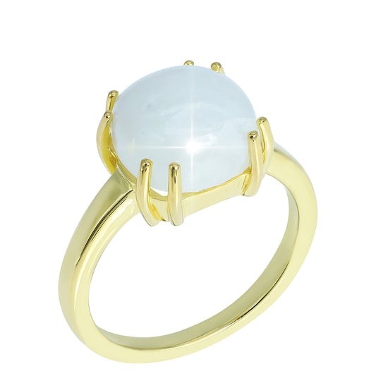 Pierścionek srebrny pozłacany z tęczowym kamieniem księżycowym