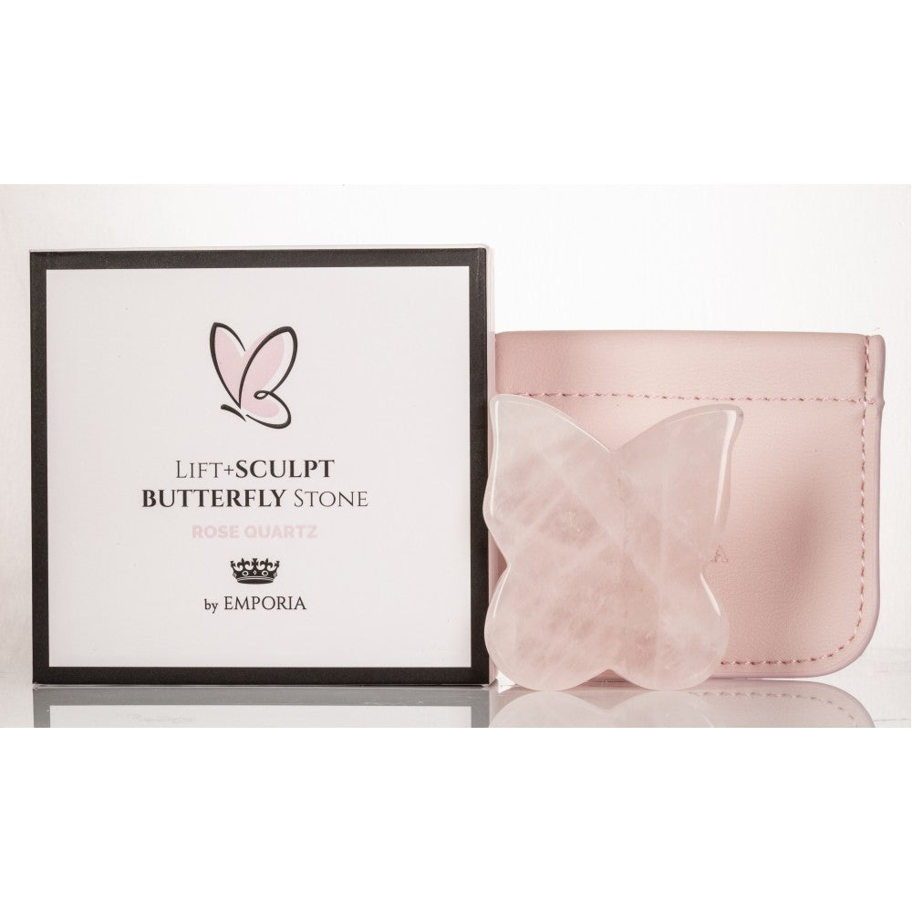 Ujędrniający masaż twarzy Kamień Motyl, 100% kwarc różowy