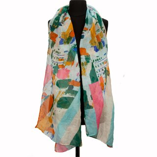 100% Viscose Fashion Scarf, Size: 180 cm x 50 cm, Wash in Machine 30 degrees, Color: MULTICOLOR