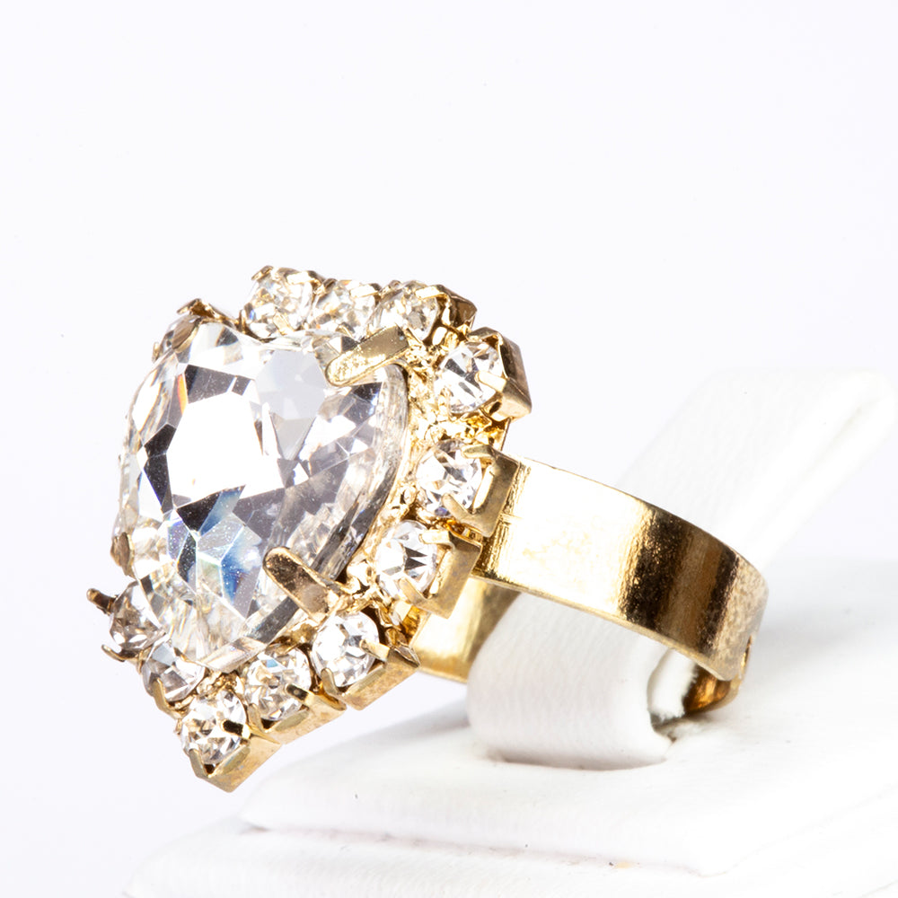 Zegarek pozłacany z białym kryształem emporia® (Naszyjnik+Kolczyki+Bransoletka+Zawieszka)