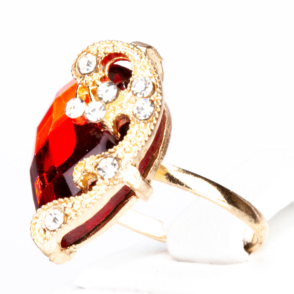 Zegarek pozłacany z czerwonym kryształem emporia® (Naszyjnik+Kolczyki+Bransoletka+Zawieszka)