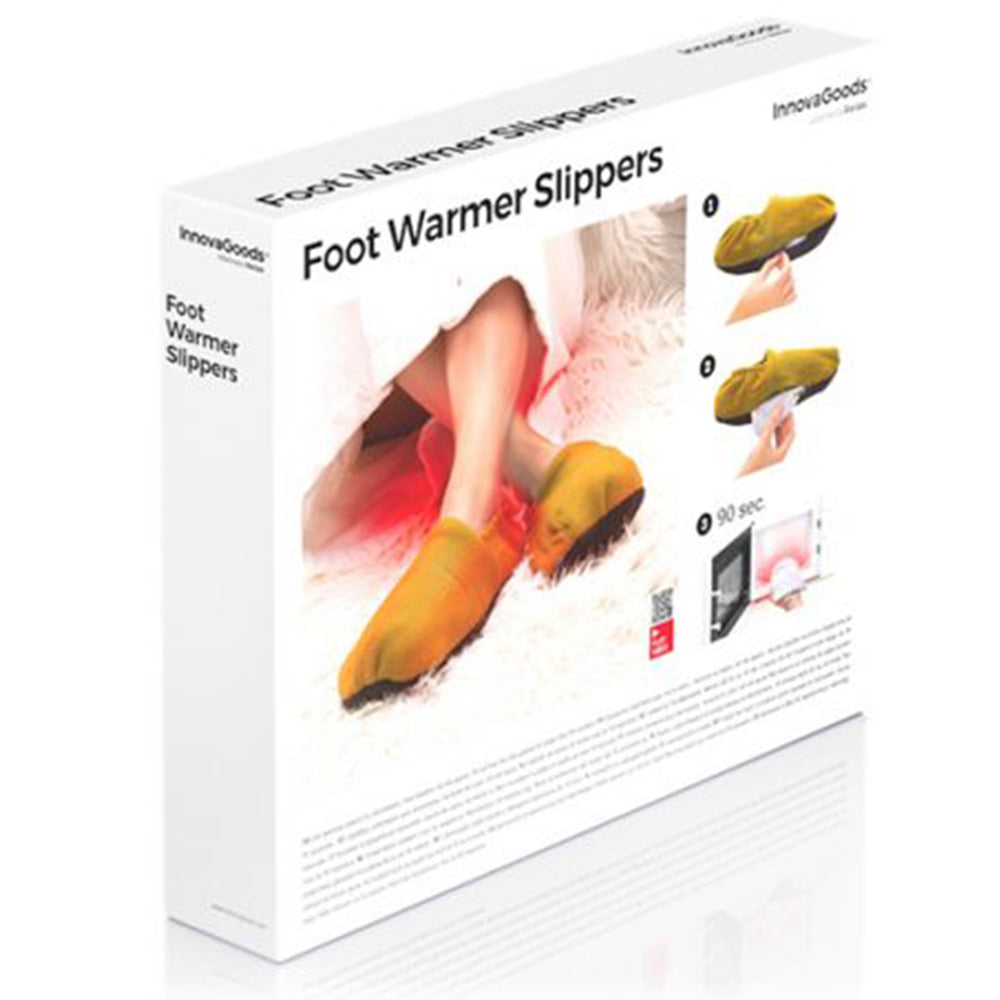 Domowe kapcie do podgrzewania w mikrofalówce InnovaGoods w kolorze musztardowym