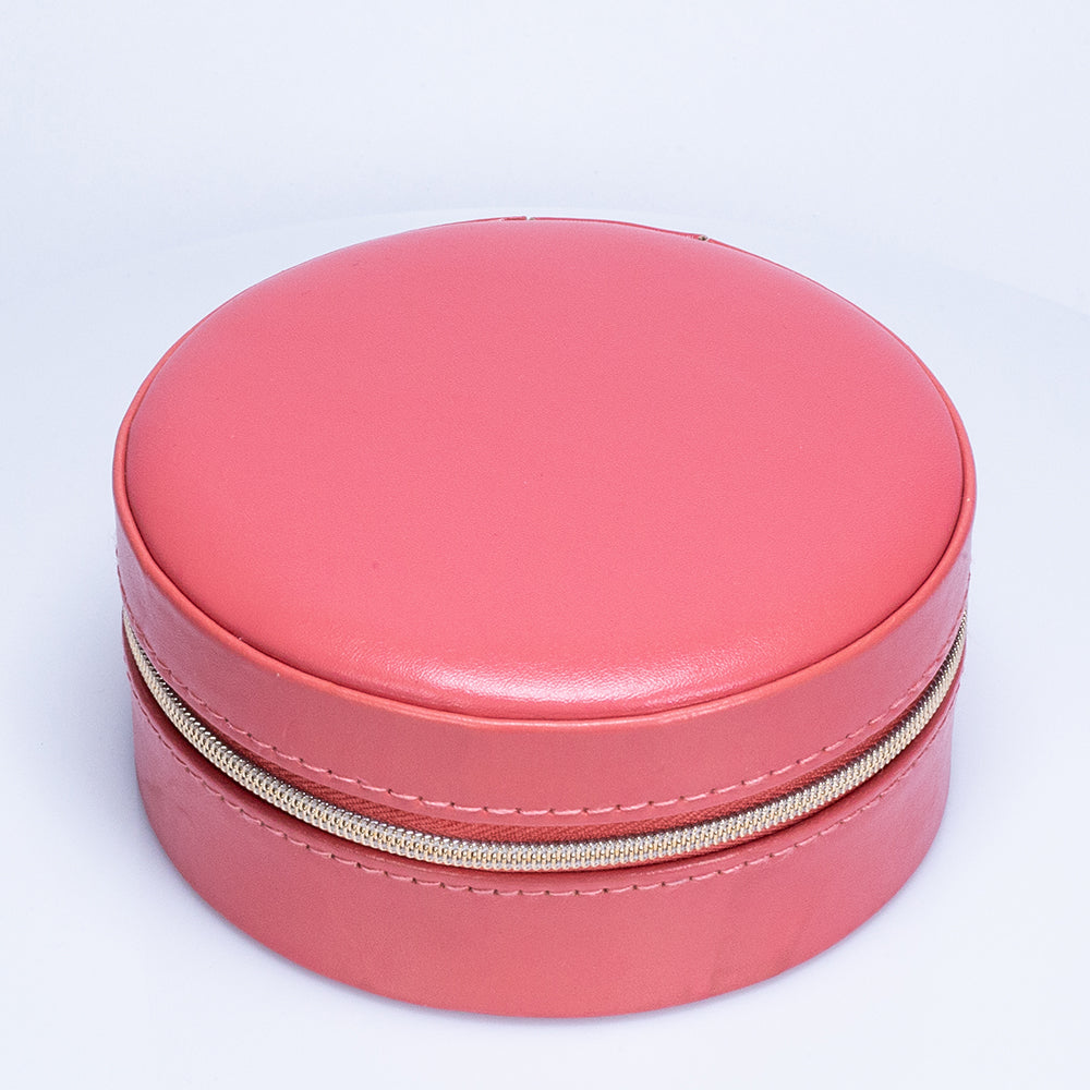 Pudełko na biżuterię ze skóry PU i aksamitu, Koral