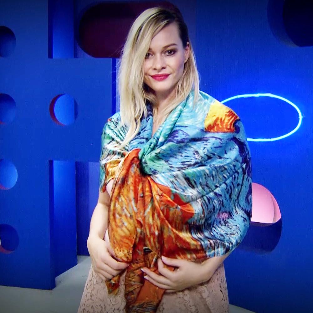 100% prawdziwy jedwab szal, 90cm x 180cm, Impresjonistyczny zachód słońca