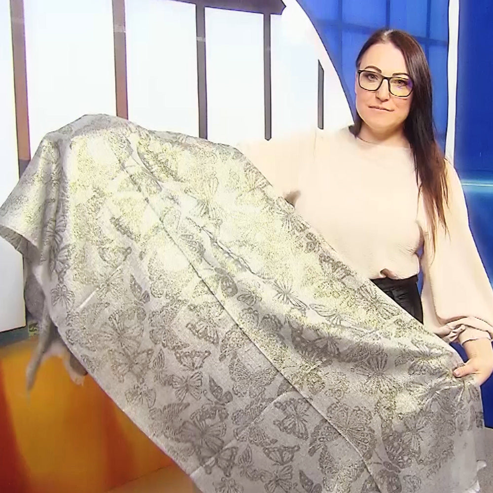 Szalik w motyle, błyszczący czarny, 70 cm x 180 cm