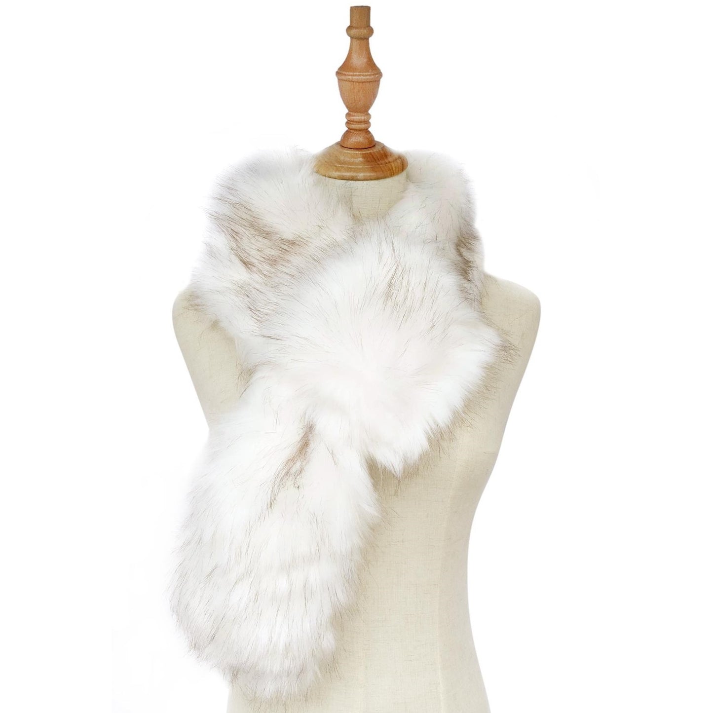 Biały szalik ze 100% wiskozy ze sztucznego futra, 13,5 cm x 125 cm