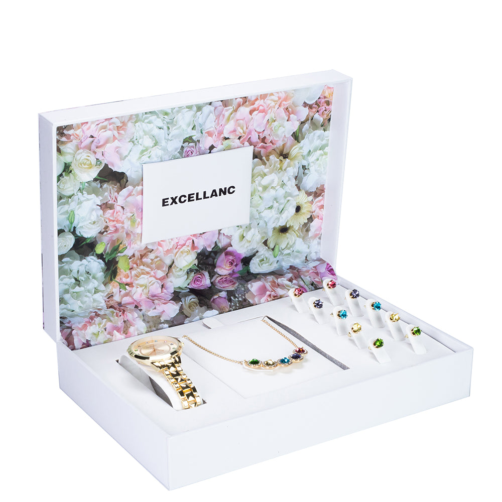 Zestaw pozłacane z kolorowym kryształem emporia®