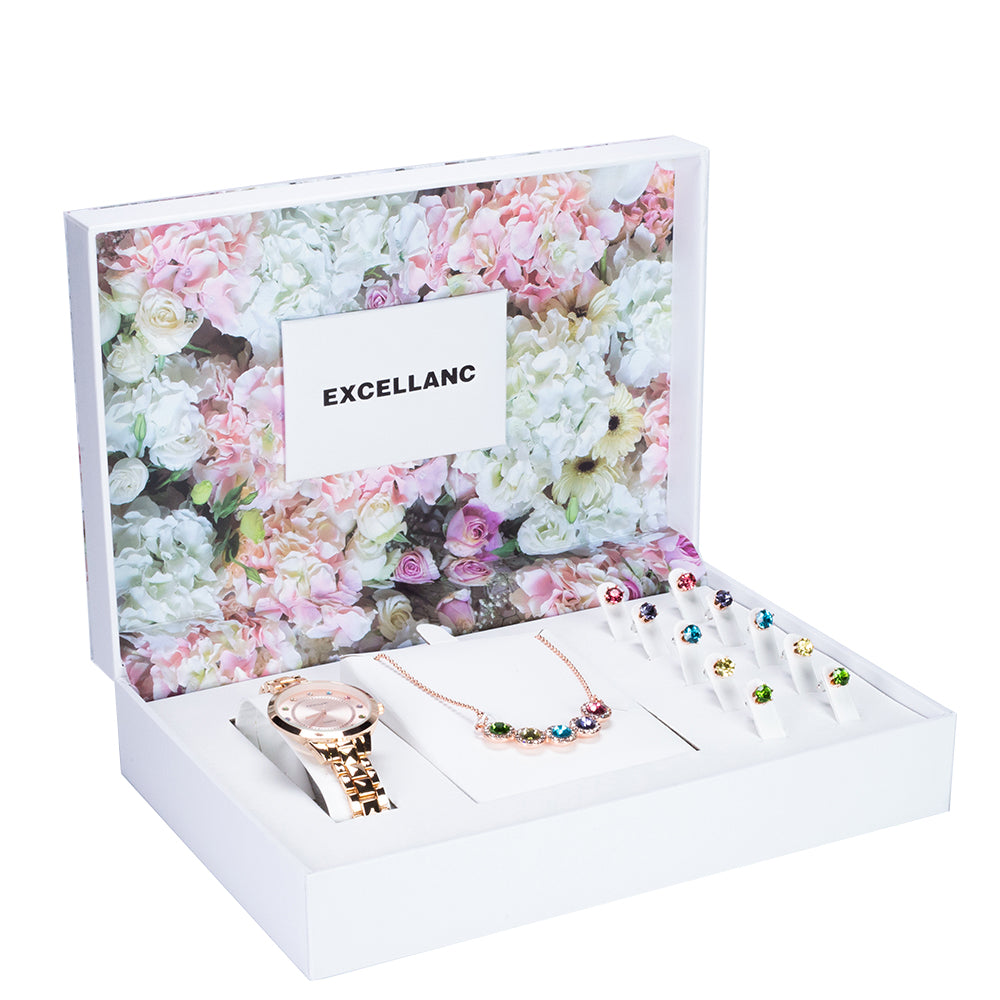 Zestaw pozłacane z kolorowym kryształem emporia®