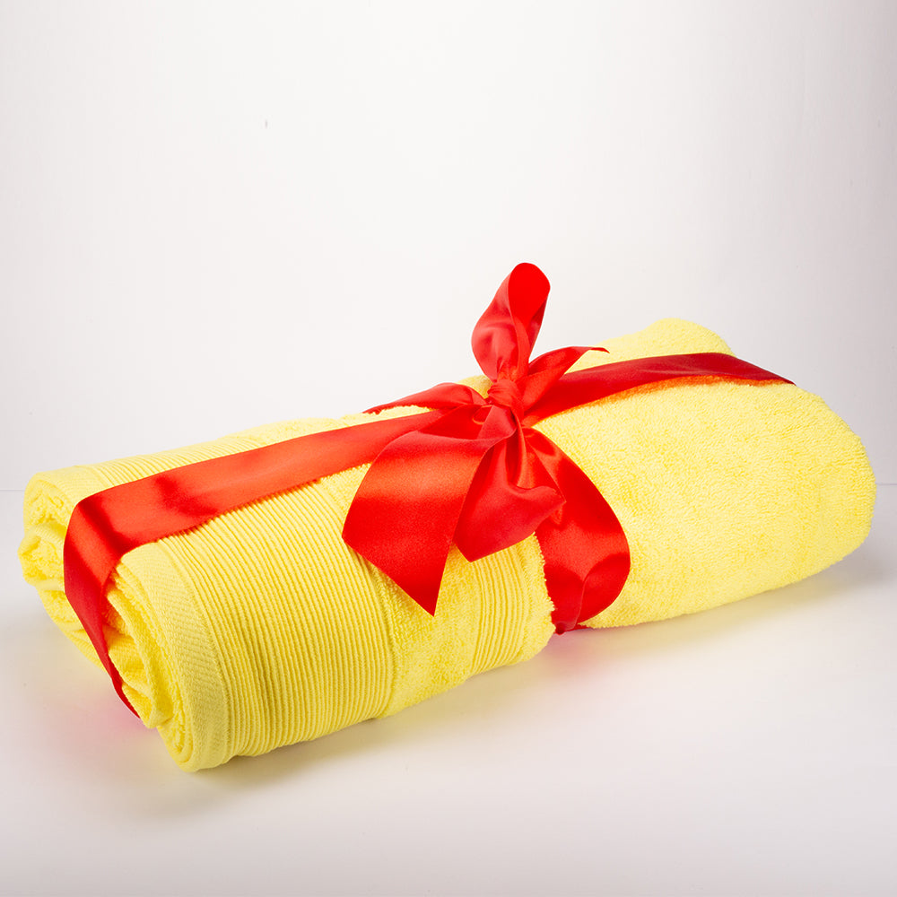 1 + 1 Prezent 3-częściowy zestaw ręczników 100% z mikrobawełny, 500 GSM, żółty