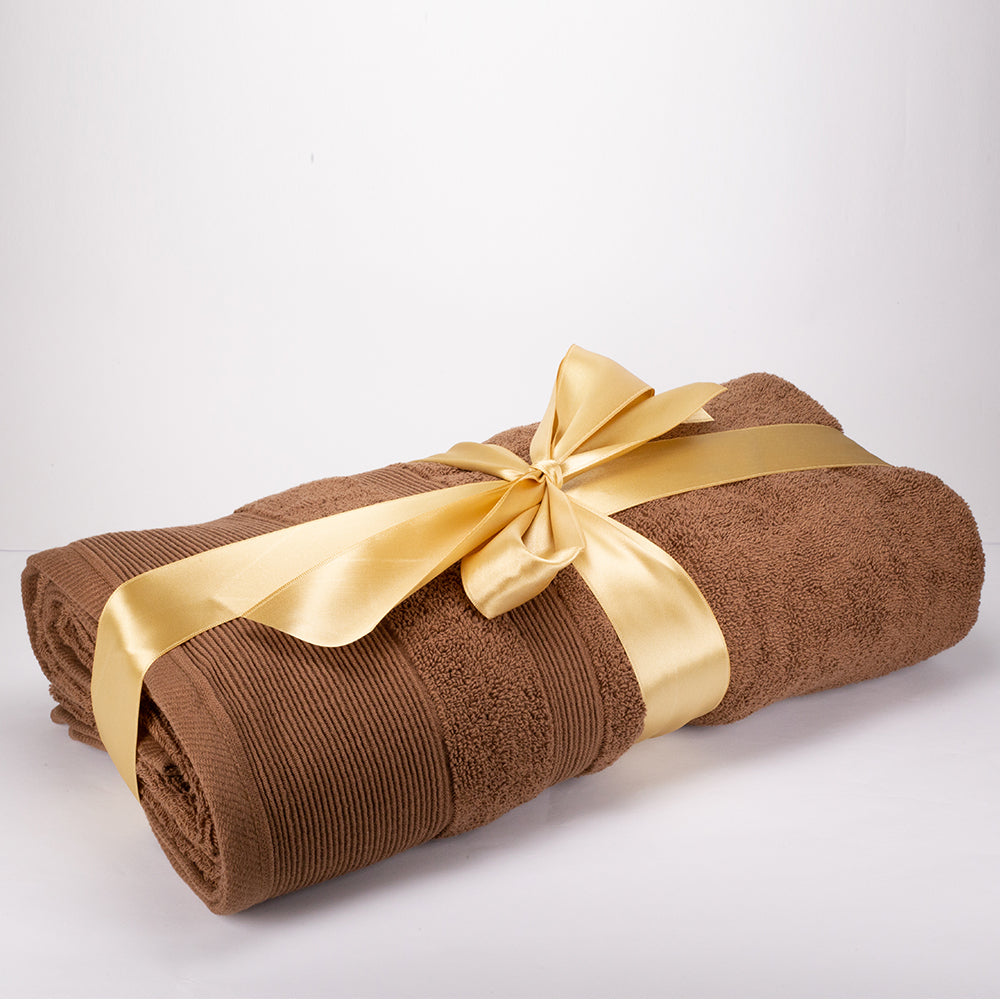 1 + 1 Prezent 3-częściowy zestaw ręczników 100% z mikrobawełny, 500 GSM, Czekoladowy brąz