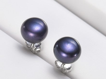 Zestaw ze srebra próbe 925 z czarną perłą hodowlaną słodkowodną