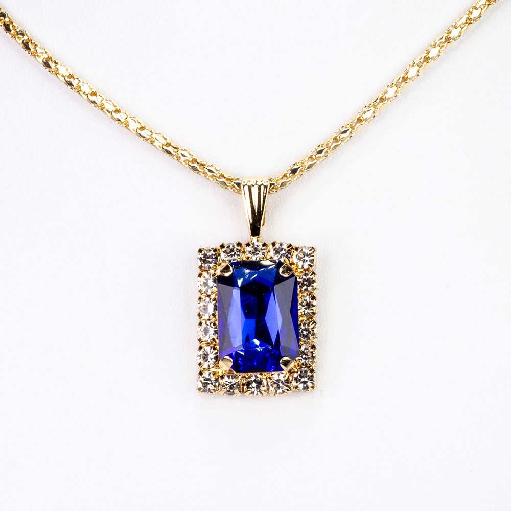 Zestaw pozłacane z niebieskim kryształem emporia® i białym kryształem emporia® ( Naszyjnik+Kolczyki+Zawieszka )