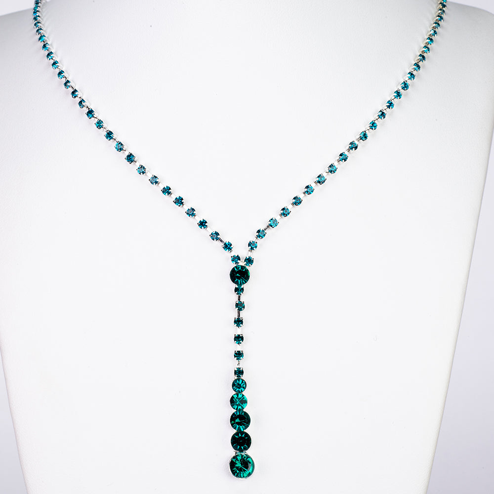 Zestaw pozłacane z zielonym kryształem emporia® ( Naszyjnik+Kolczyki )