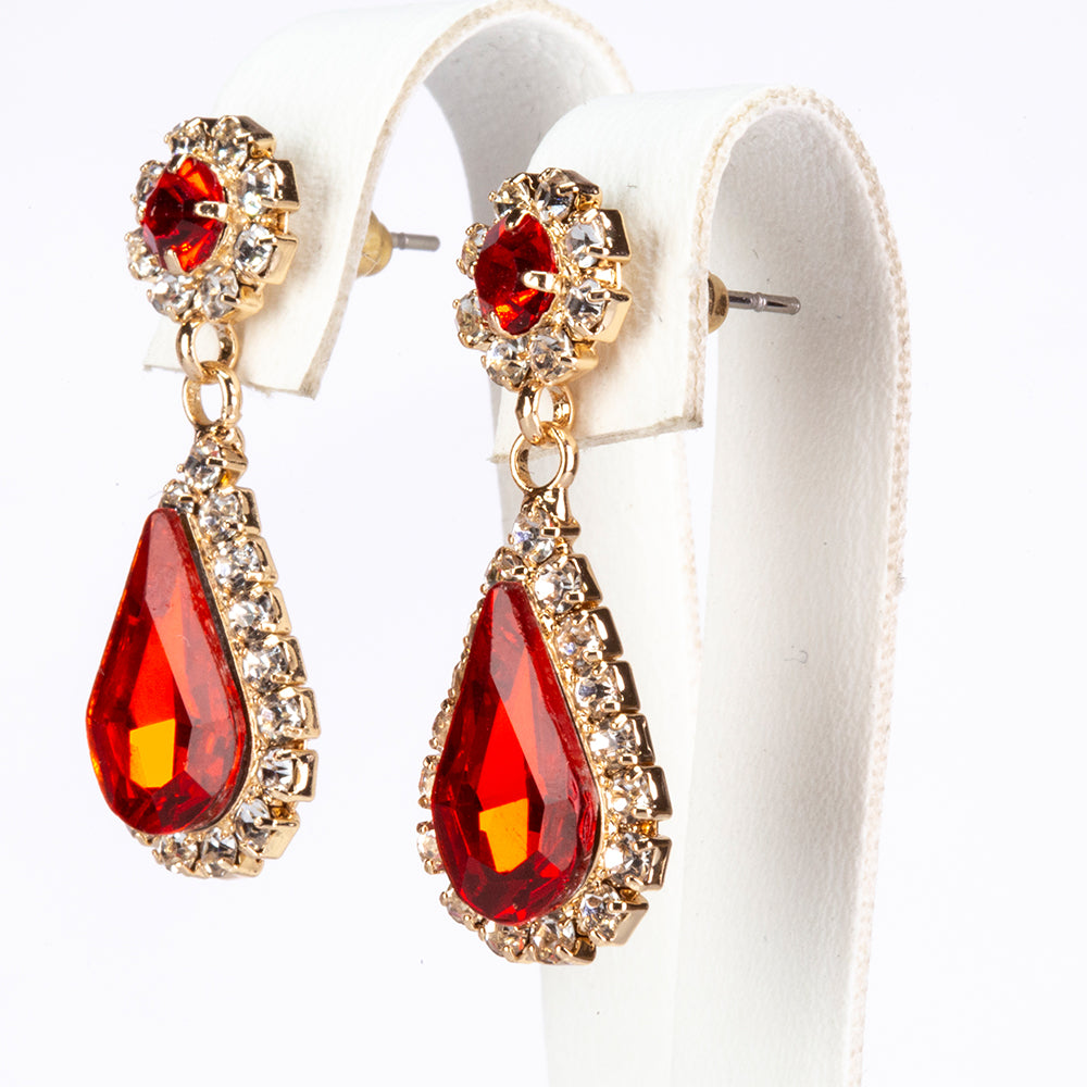 Zestaw pozłacane z czerwonym kryształem emporia® i białym kryształem emporia® ( Naszyjnik+Kolczyki )