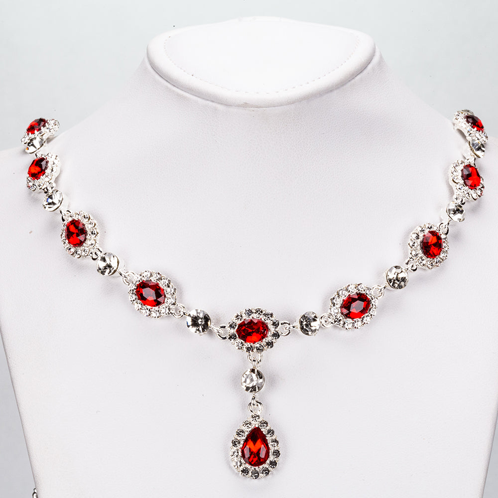 Zestaw pozłacane z czerwonym kryształem emporia® i białym kryształem emporia® ( Naszyjnik+Kolczyki )