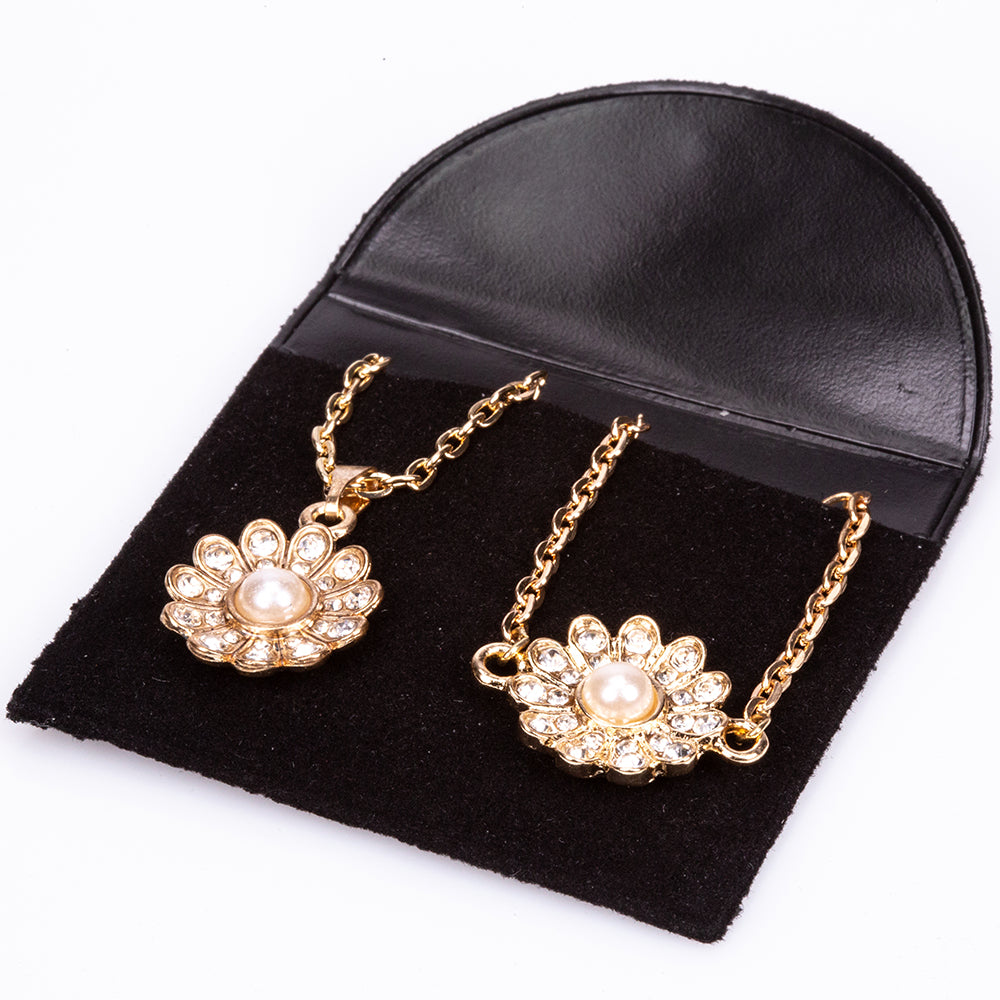 Zestaw pozłacane z perłą i białym kryształem emporia® ( Naszyjnik+Bransoletka )