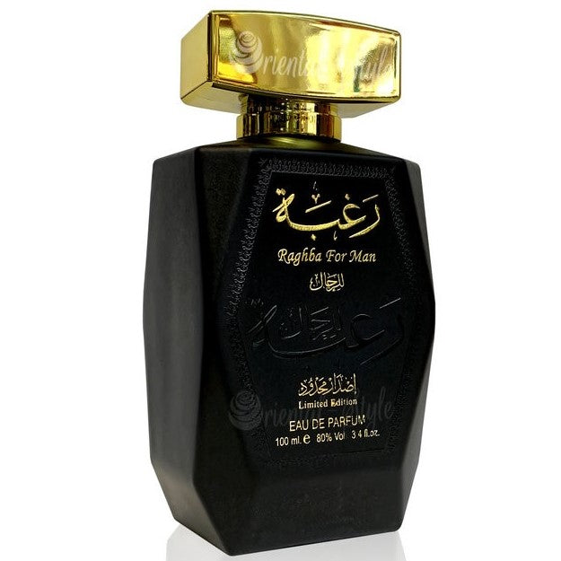 100 ml Woda perfumowana Raghba Intense Orientalny, słodko- drzewny zapach dla mężczyzn