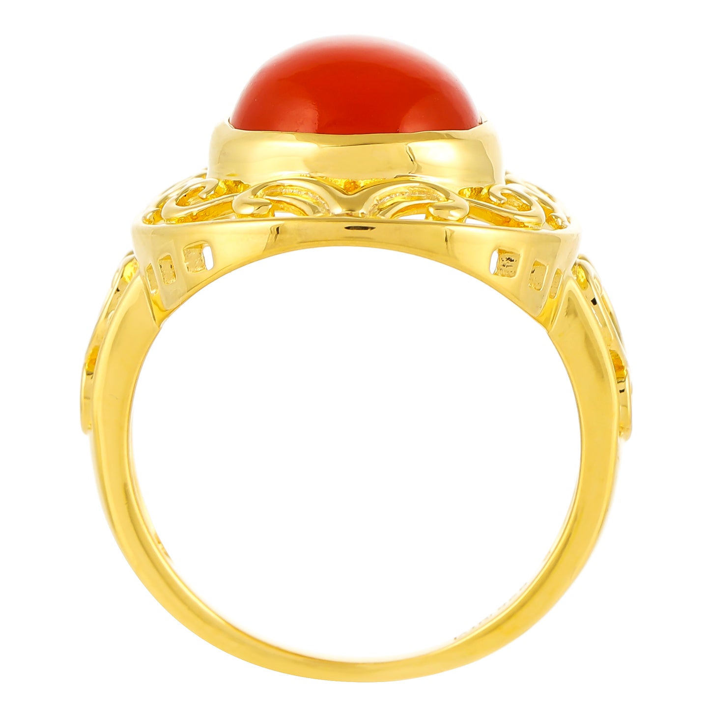 Pierścionek srebrny pozłacany z karneolem