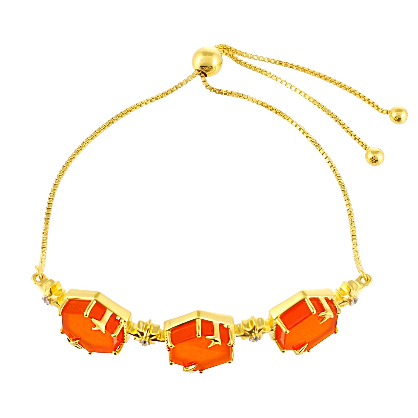 Bransoletka srebrna pozłacana z karneolem i białym topazem