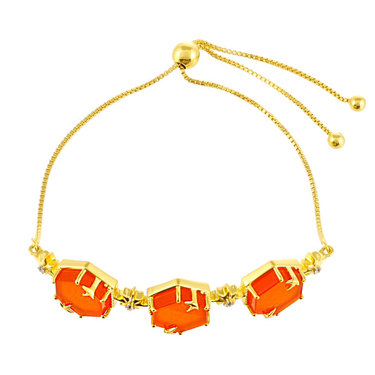 Bransoletka srebrna pozłacana z karneolem i białym topazem