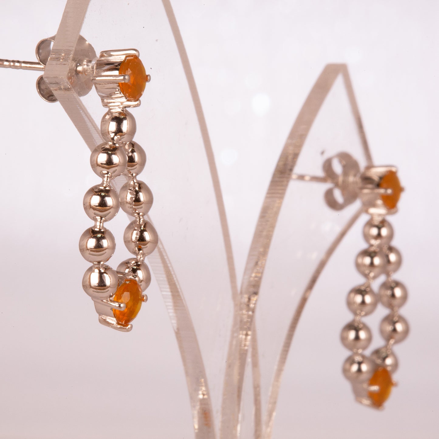 Kolczyki ze srebra próbe 925 z pomarańczowym ognistym opalem