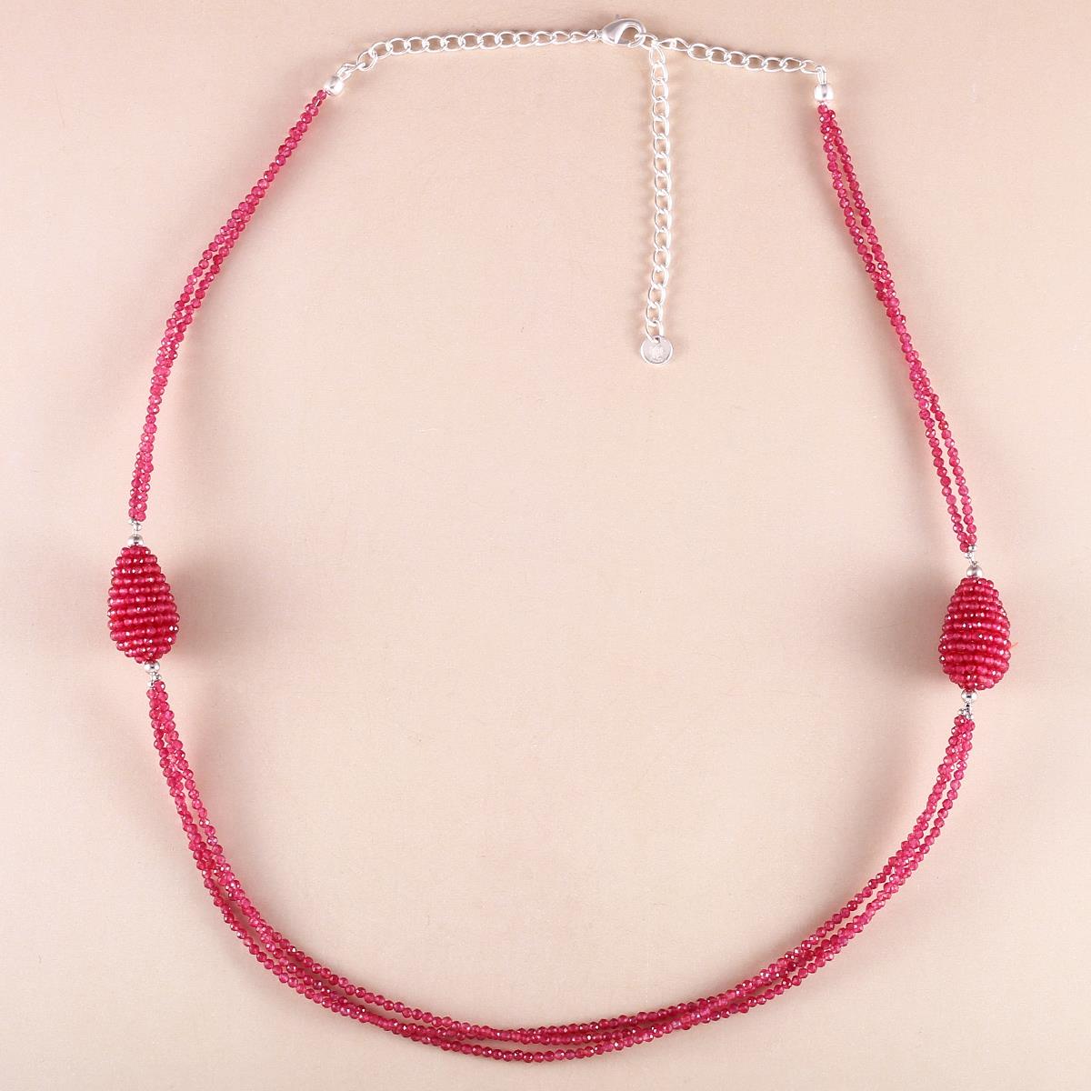 Naszyjnik ze srebra próby 925 z czerwonym kwarcem