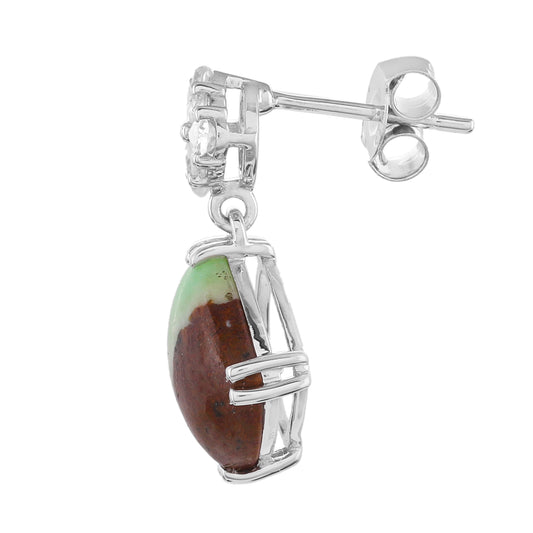 Kolczyki ze srebra próbe 925 z miętowym chrysoprasem i naturalnym cyrkonem