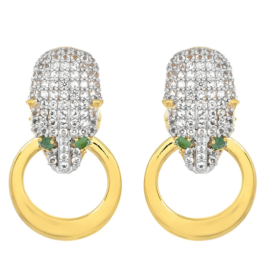 Kolczyki srebrne pozłacane z brazylijskim szmaragdem i białym topazem